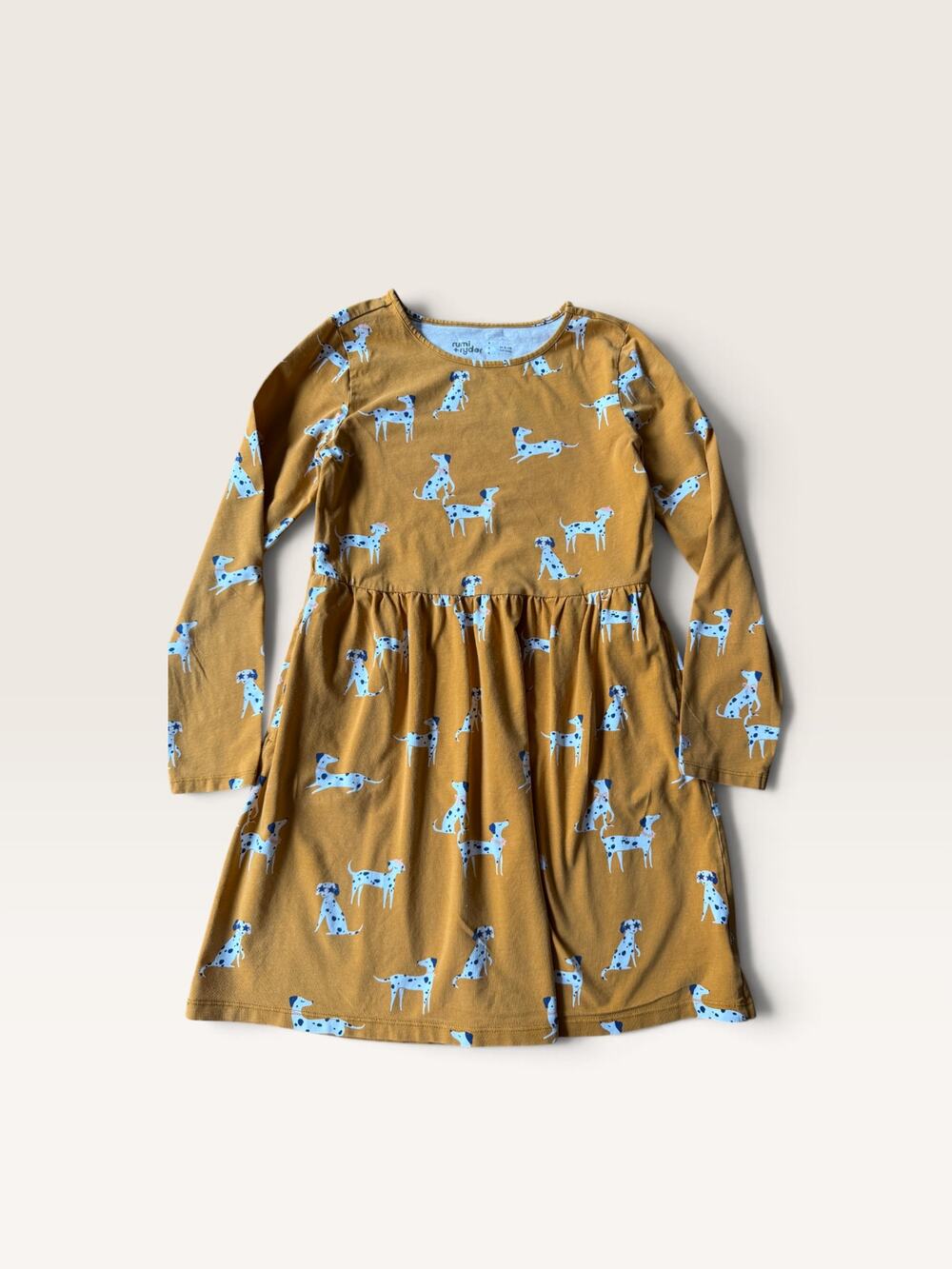 Rumi + Ryder Dalmatian Print Peplum Dress Girls Long Sleeve Size 8-10